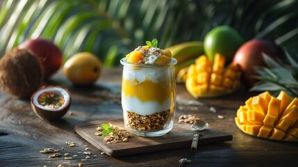 Mango Yogurt Parfait With Tropical Fruits