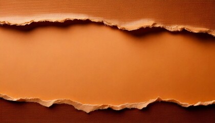 Creative concept of torn brown paper with ripped edges, revealing a blank space in the center for text or design