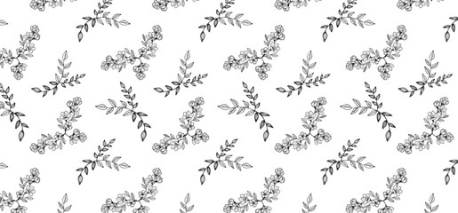 Botanical seamless pattern in line style for your fabric