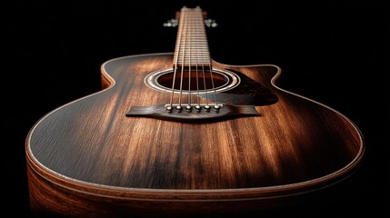 Guitar in studio with dark backdrop used for music promotion, concerts, or instrument sales