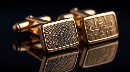 and keyword list based on the image

 Gold Square Cufflinks on Black Background