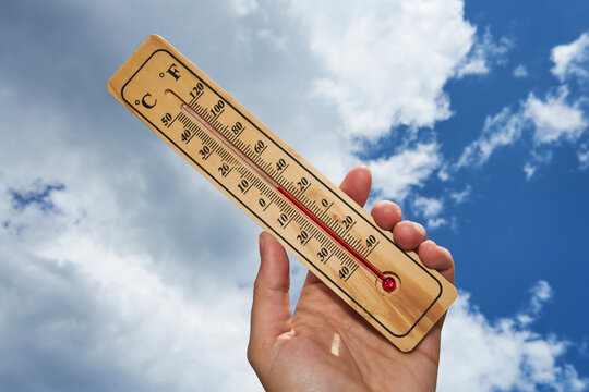 Hand Holding Thermometer in cold Weather