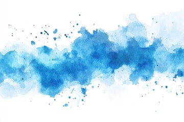 Obraz premium Abstract watercolor wash of varying shades of blue, with splatter, on white background
