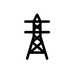 Simple black outline of a power transmission tower for electrical grid, utility, or infrastructure illustrations.