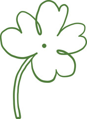 Botanical Four Leaf Clover Outline