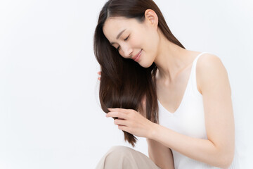 白バックの若い女性のビューティー