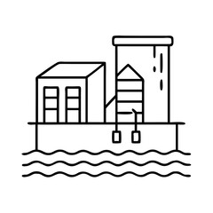 Fototapeta premium Water intake station icon. Urban water treatment and supply system. Simple outline vector line illustration for infographic, website, app