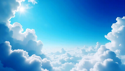 Bright Sunlit Cumulus Cloudscape Above a Sea of Clouds