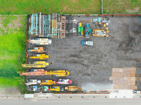 Construction Equipment Storage Yard Aerial Perspective