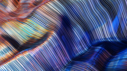 Intricate waves of color flow through a vibrant technological backdrop