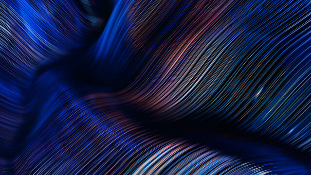 Fototapeta Intricate waves of color flow through a vibrant technological backdrop