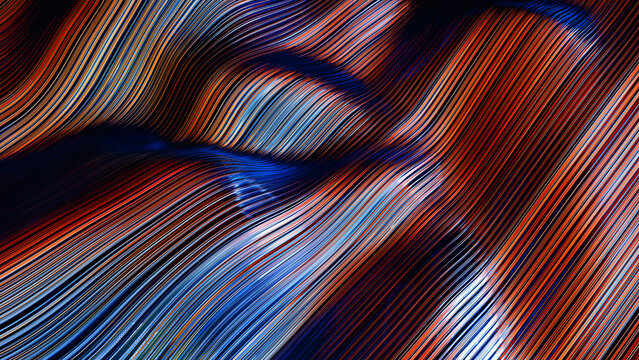 Intricate waves of color flow through a vibrant technological backdrop