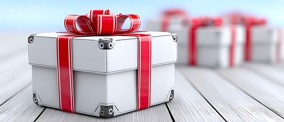 White gift box with red ribbon (1)
