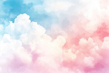 Pastel cloudscape, soft hues of pink, blue, and white.  A vibrant abstract view of fluffy clouds