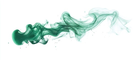 Abstract teal smoke plume on white