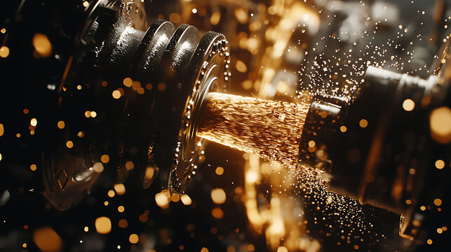 A machine is spewing out sparks and the image has a mood of chaos