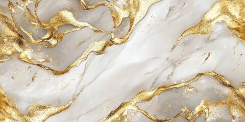 Abstract marble-like design with flowing gold veins on a white background