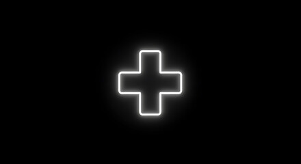 Fototapeta premium Glowing Neon Cross Symbol on Black Background