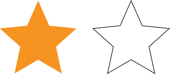 Simple Orange and Black Outline Star Icons.