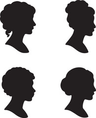 Unique Female Cameo Silhouettes in Vintage Style