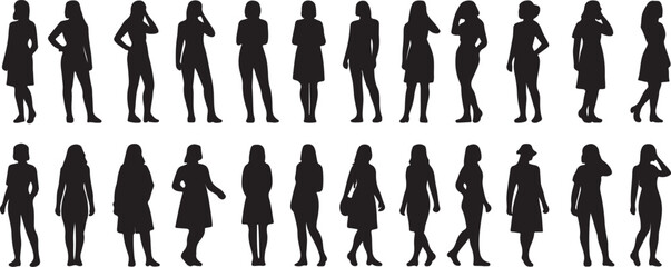 Collection of Unique Female Cameo Silhouettes in Vintage Style