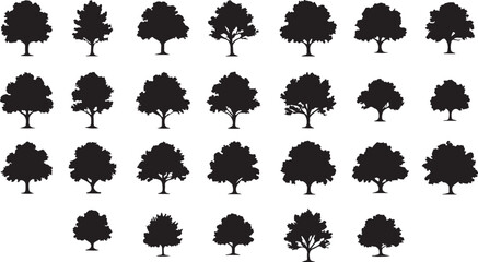 Collection of  Unique Black Tree Silhouettes