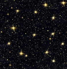 A dark night sky, densely packed with glittering gold stars