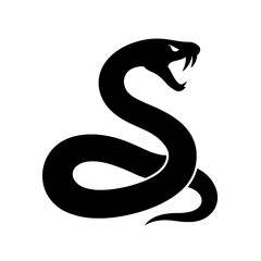 Obraz premium Fierce Snake Silhouette with Menacing Expression and Curved Body