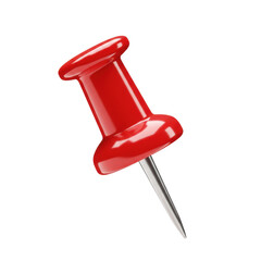 3D realistic red push pin for office, reminder, note, or organization concept isolated on a transparent background, png, cutout