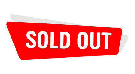 Red Sold Out banner PNG. Modern sticker tag for sale and retail. Unavailable product label and out of stock sign for e-commerce website. Attention grabbing discount notification graphic.