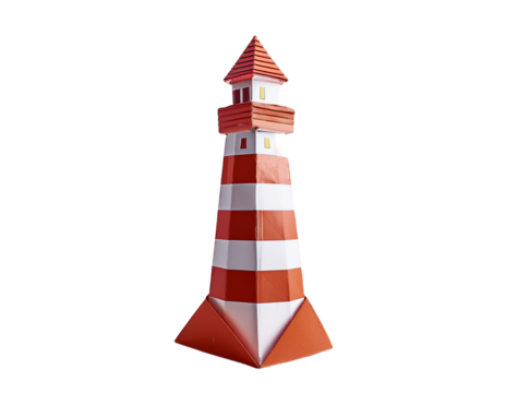 Red & White Origami Lighthouse