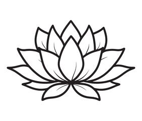Obraz premium Line art lotus flower isolated on white background. Minimalist lotus outline.