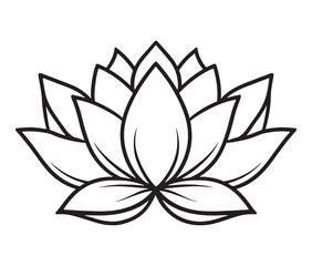 Line art lotus flower isolated on white background. Minimalist lotus outline.