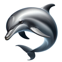 Obraz premium Realistic gray dolphin swimming gracefully isolated on transparent background
