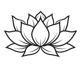 Line art lotus flower isolated on white background. Minimalist lotus outline.