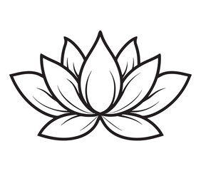 Line art lotus flower isolated on white background. Minimalist lotus outline.