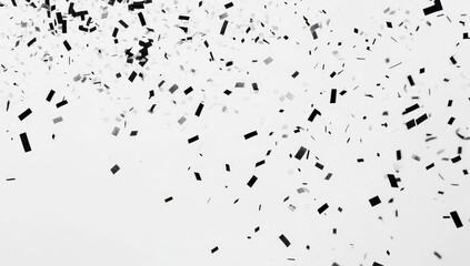 Black and white confetti explosion on white background