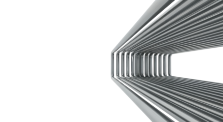 Abstract metallic pipes structure, tunnel or framework isolated PNG with Transparent Background