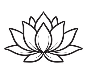 Line art lotus flower isolated on white background. Minimalist lotus outline.