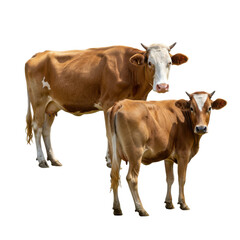 Cow and calf on sunny day isolated PNG with Transparent Background