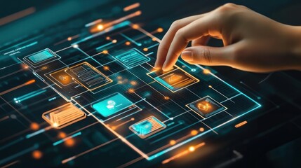 Hand interacts with digital interface