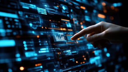 Hand interacting with a holographic interface