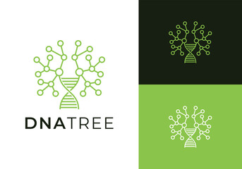 This is a tree DNA logo using a DNA symbol and a tree shape. This logo is suitable for laboratories, research, education and the like.