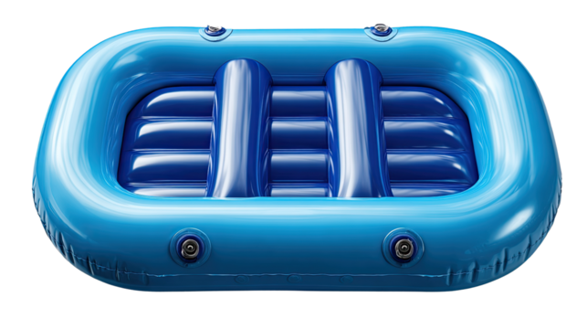 Aquatic Excursion: A captivating, brightly colored, inflatable raft invites thrilling outdoor adventures on the water. It is designed for water-based explorations. 