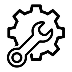 Obraz premium Gear with wrench icon on transparent background representing control panel settings and system configuration tools 