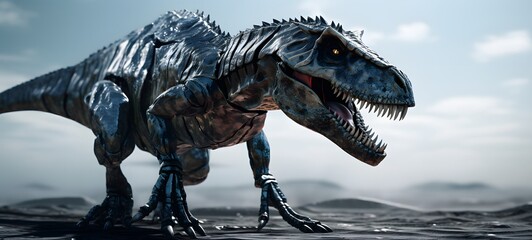 Fototapeta premium The mighty knight of Allosaurus,ai generative