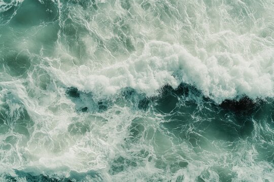 Turbulent ocean waves, overhead view