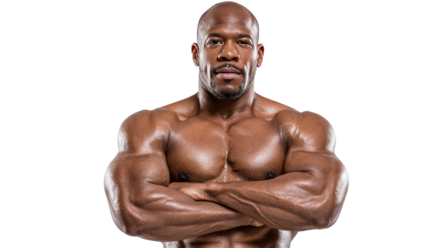 Muscular Male Fitness Champion: A powerful, athletic man poses confidently, his physique sculpted to perfection, showcasing raw strength and determination.