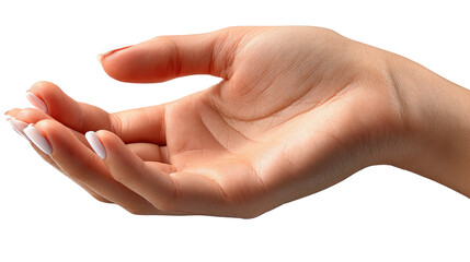 Open Hand Gesture: A close-up shot of a woman's hand, palm up, suggesting offering, receiving, or giving.  The soft lighting and smooth skin create a delicate and inviting image.