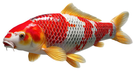 Koi Fish: A vibrant koi fish swims gracefully, its colorful scales shimmering under the light, evoking a sense of peace and tranquility.